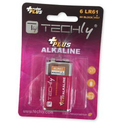 Pila techly 1 batteria blister power plus alcalina 6lr61 9v