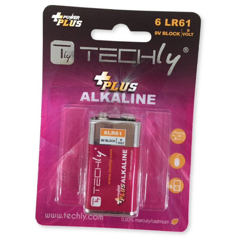Pila techly 1 batteria blister power plus alcalina 6lr61 9v