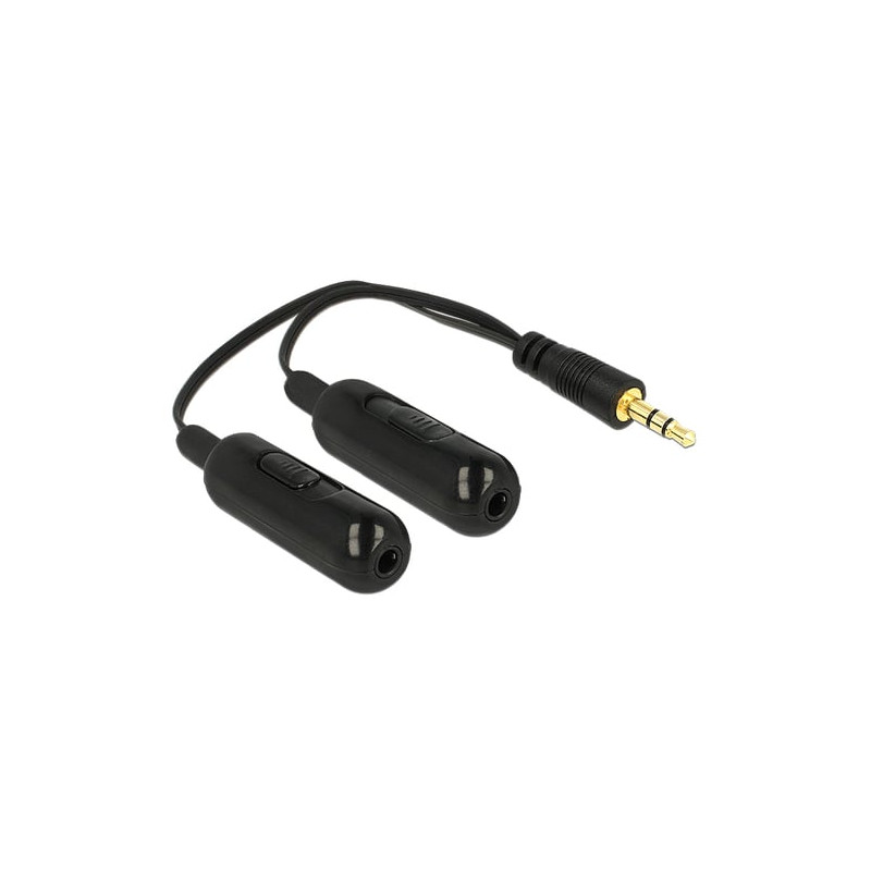 Cavo audio stereo delock 3,5mm 2x 3,5mm st/bu 0.20m sw +volume [65683]