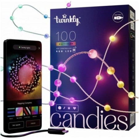 stringa di luce twinkly candies 100 led usb-c bluetooth/wi-fi