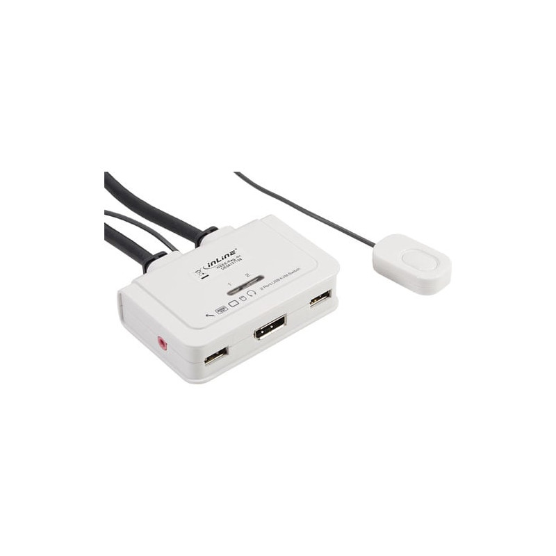 Switch kvm inline displayport usb 2-porte con cavo audio integrato