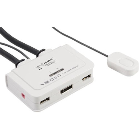 Switch kvm inline displayport usb 2-porte con cavo audio integrato