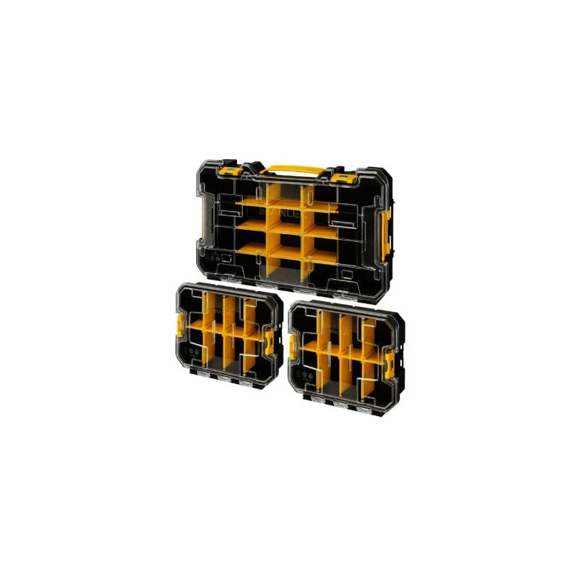 cassetta portautensili stanley pro-stack nero trasparente 3pz
