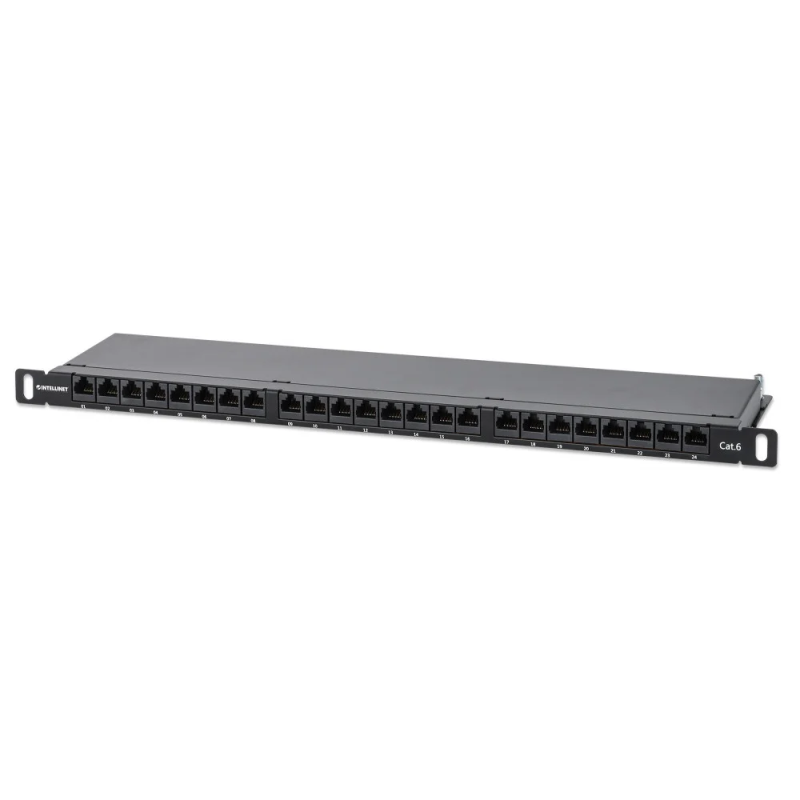 pannello patch intellinet 19'' 24 porte rj45 0.5u cat6 nero