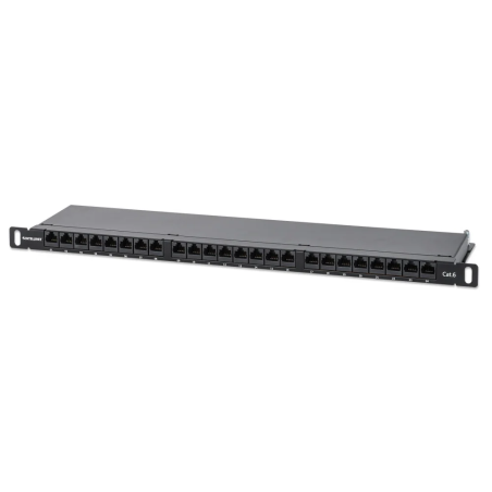 pannello patch intellinet 19'' 24 porte rj45 0.5u cat6 nero