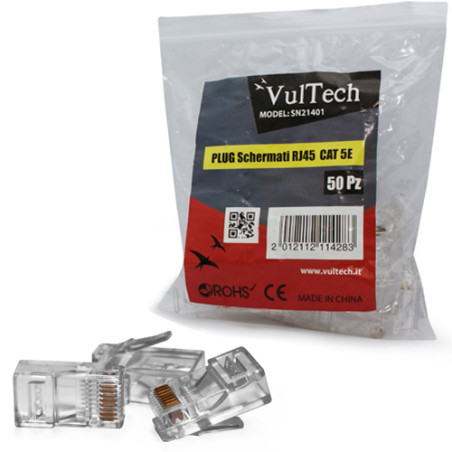 connettori trasparenti vultech rj45 50 pz. (sn21401) [sn21401]