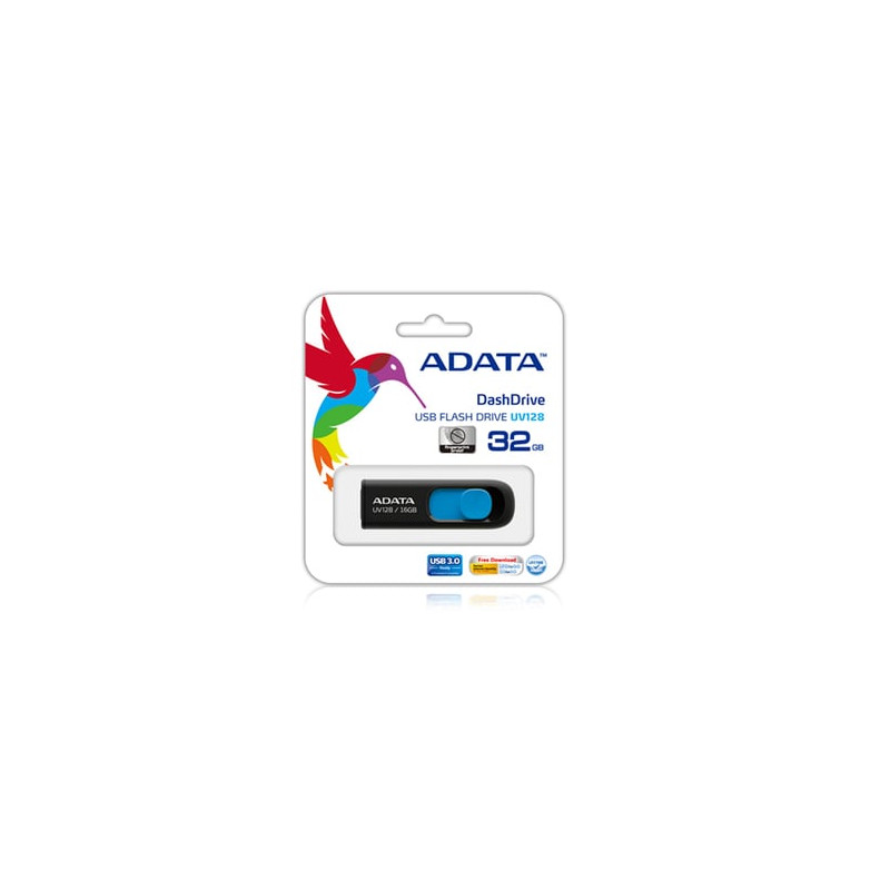 pen drive 128gb adata uv128 dashdrive usb 3.0 nero/blu [auv128-128g-rbe]