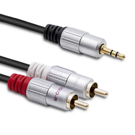 cavo qoltec 2xrca mini jack 3.5mm maschio 2m nero [akqolia00052340]