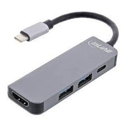 hub multifunzione inline usb 3.2 1xusb-c/2xusb-a/hdmi grigio