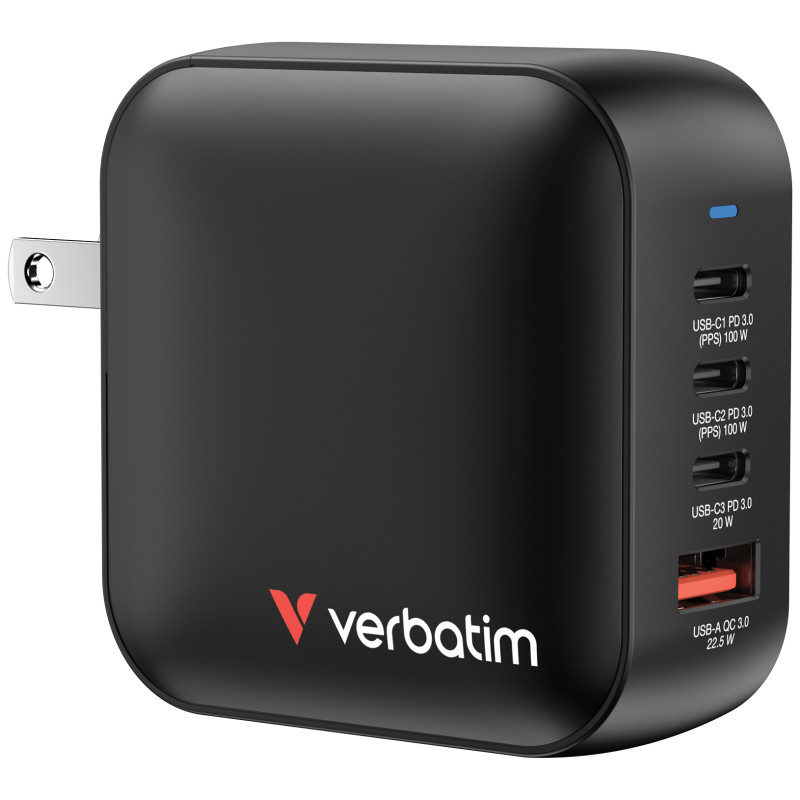 alimentatore da rete verbatim mini gan 100w nero [32231]