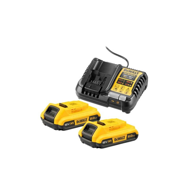 starter kit dewalt dcb1104d2 caricabatterie con 2 batterie 18v 2mah