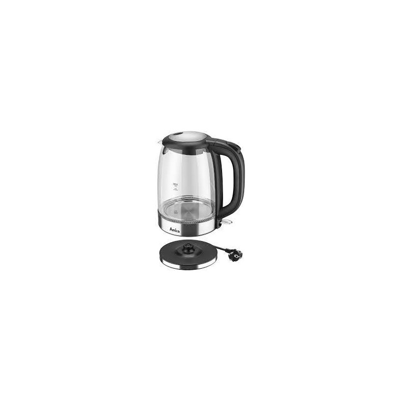 bollitore elettrico amica in vetro 1.7l kd2050 nero/argento/trasparente