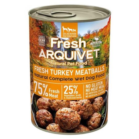 cibo umido arquivet polpette di tacchino fresco per cani 400g