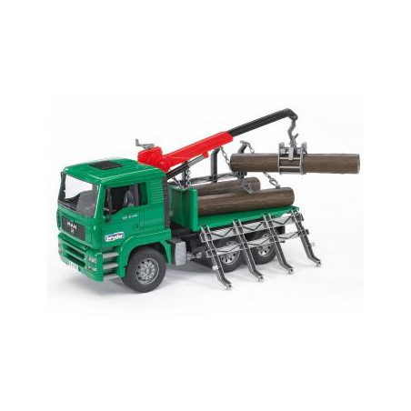 bruder spielweren 02769 camion man trasporto 3 tronchi