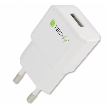 Alimentatore da rete techly 1p usb 5v/2.1a bianco