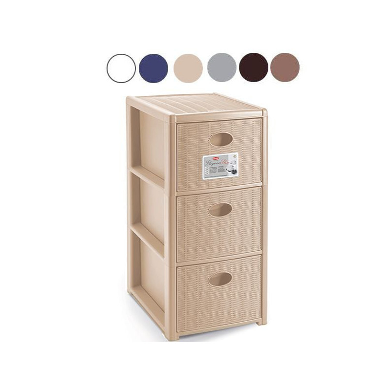 cassettiera stefanplast elegance slim 3 cassetti 4 ruote 30x40x60h
