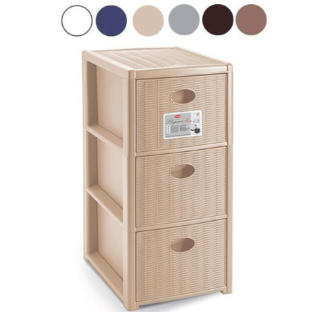 cassettiera stefanplast elegance slim 3 cassetti 4 ruote 30x40x60h