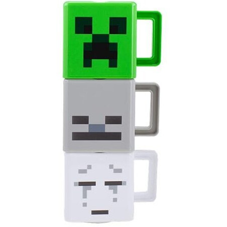 set di tazze paladone minecraft mug impilabili 250ml verde/grigio/bianco