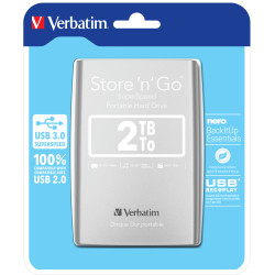 hard disk esterno 2,5 2tb verbatim store n go argento