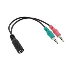 Cavo audio inline 2x jack 3,5mm maschio / 1x jack 3,5mm femmina 4poli