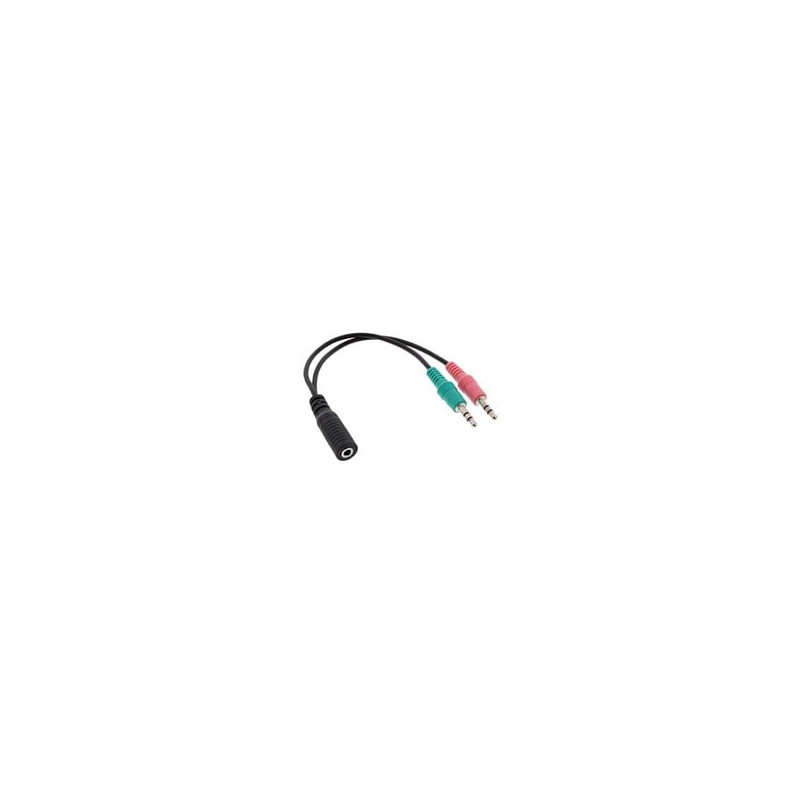 Cavo audio inline 2x jack 3,5mm maschio / 1x jack 3,5mm femmina 4poli