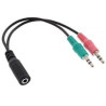 Cavo audio inline 2x jack 3,5mm maschio / 1x jack 3,5mm femmina 4poli