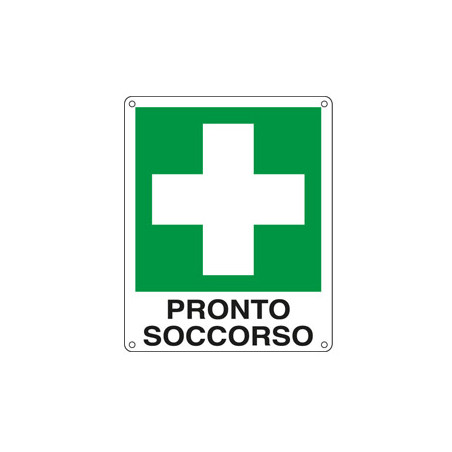 cartello alluminio 12x14,5cm 'pronto soccorso' [e20101k]