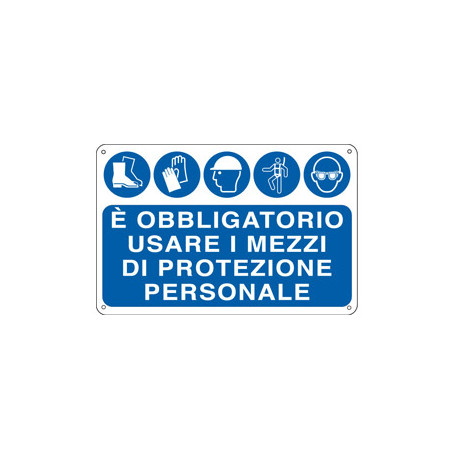 cartello alluminio 30x20cm 'e' obbligatorio usare i mezzi