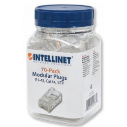 Confezione 70 plug rj45 intellinet stp per cavo rigido/flessibile