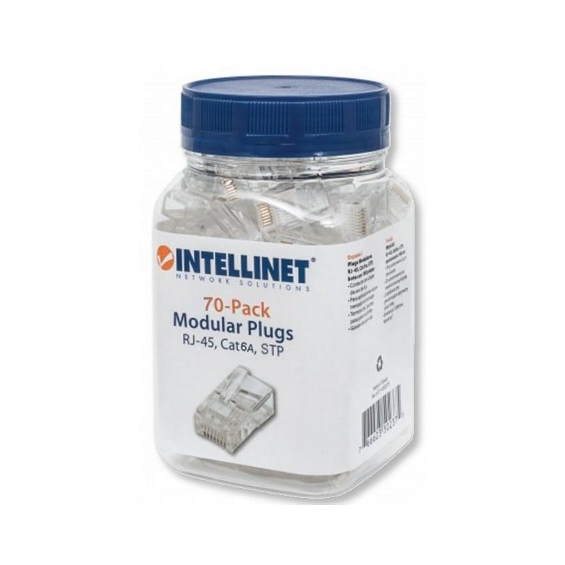 Confezione 70 plug rj45 intellinet stp per cavo rigido/flessibile
