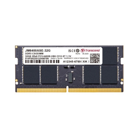 ram so-dimm ddr5 32gb trascend jetram 6400mhz 2rx8 cl52 1.1v
