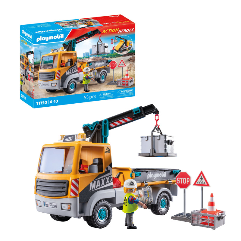 set da gioco playmobil 71750 action heroes autogru-operatore