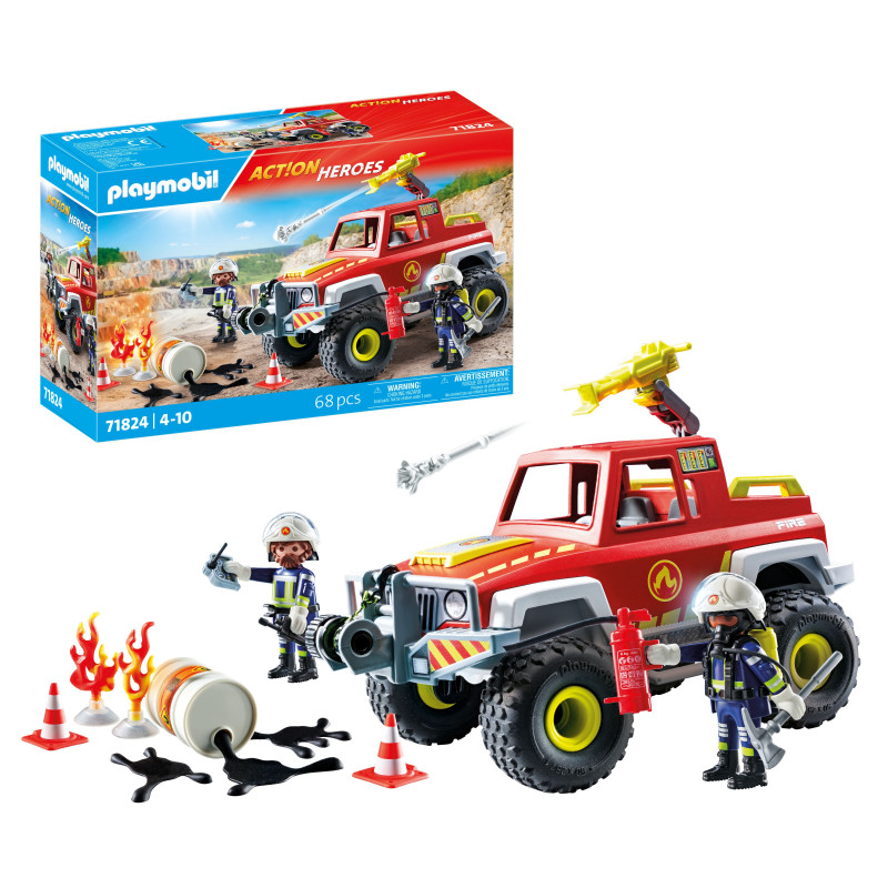 set da gioco playmobil 71824 action heroes camion dei pompieri con