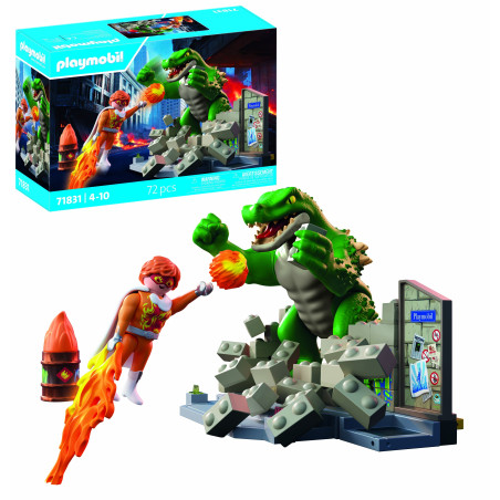 set da gioco playmobil 71831 supereroi contro la lucertola gigante