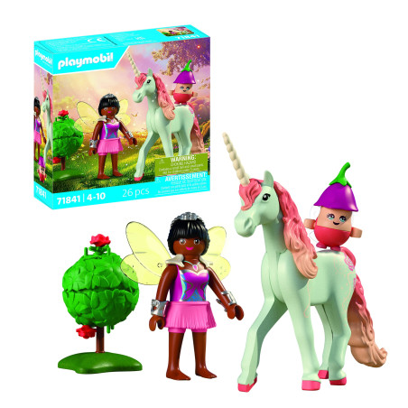 set da gioco playmobil 71841 magic unicorns unicorno del cielo rosa
