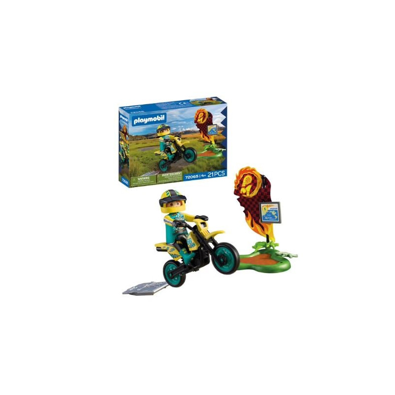 set da gioco playmobil 72065 pilota di motocross multicolore 21pz