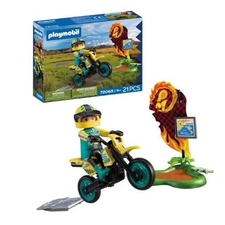 set da gioco playmobil 72065 pilota di motocross multicolore 21pz