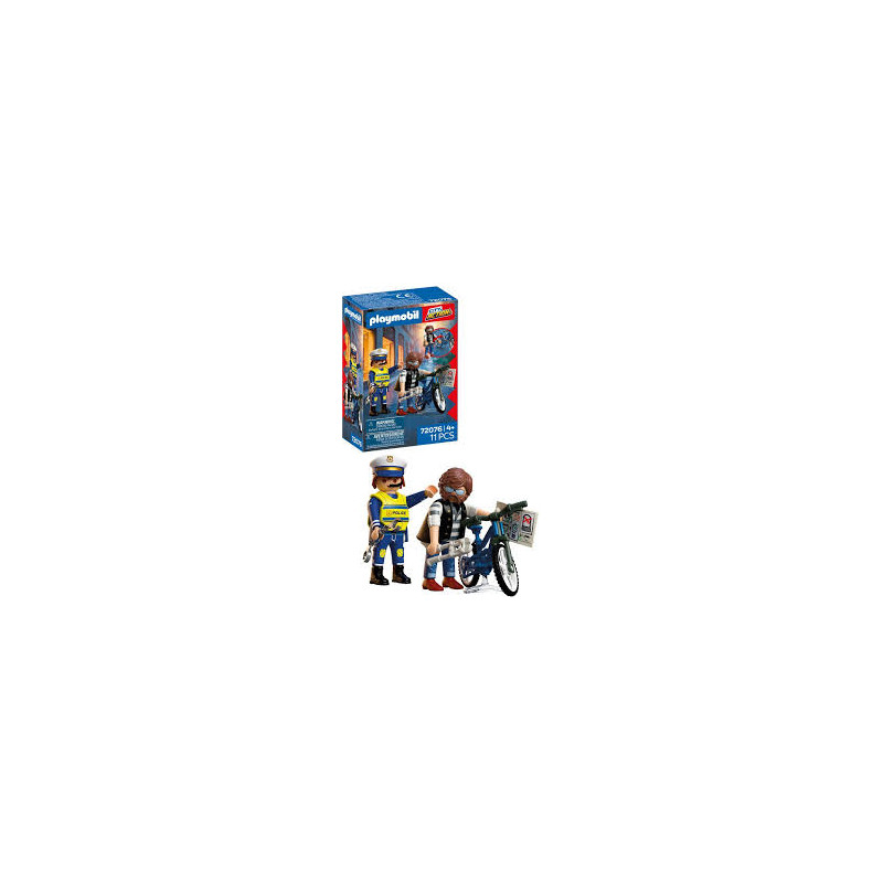 set da gioco playmobil 72076 city action poliziotto e ladro in bicicletta