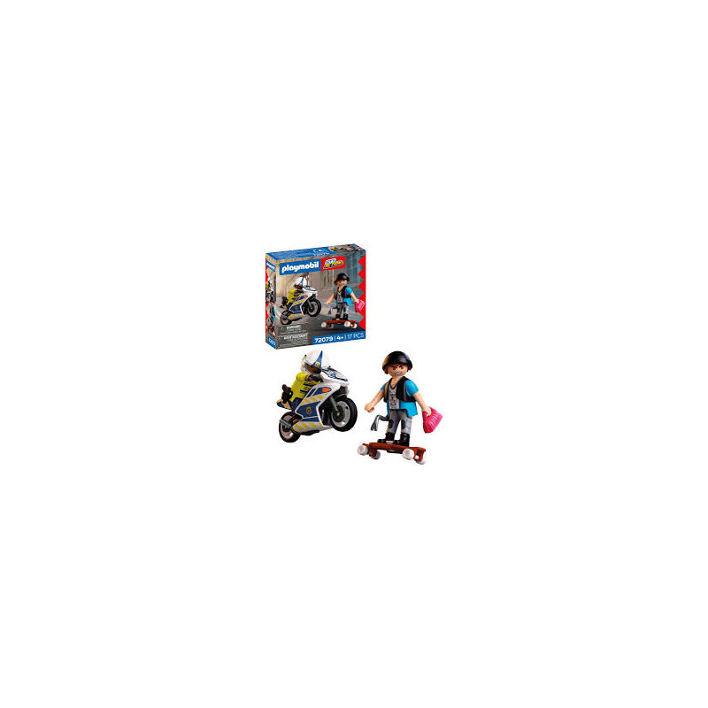 set da gioco playmobil 72079 city action inseguimento in moto multicolore