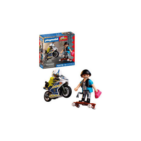set da gioco playmobil 72079 city action inseguimento in moto multicolore