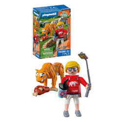 set da gioco playmobil 72089 animals & friends zoo tigre e visitatore