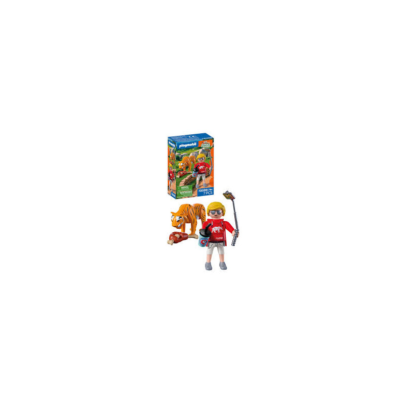set da gioco playmobil 72089 animals & friends zoo tigre e visitatore