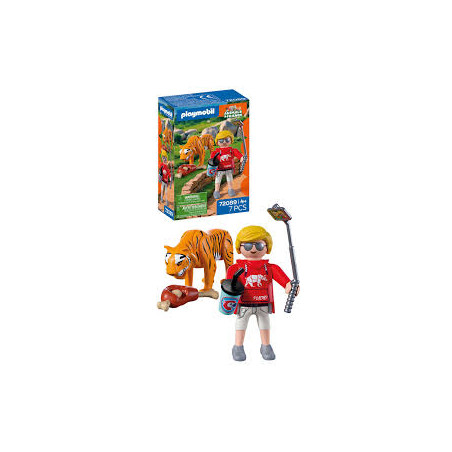 set da gioco playmobil 72089 animals & friends zoo tigre e visitatore