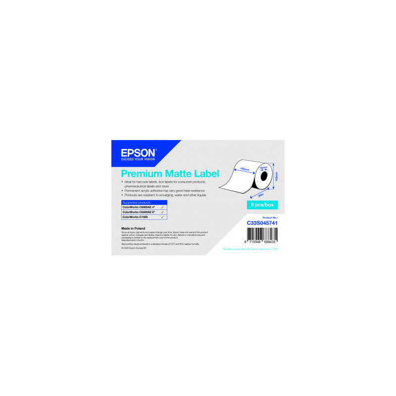 etichette epson premium matte rotolo continuo 102 mm x 60 m [c33s045741]