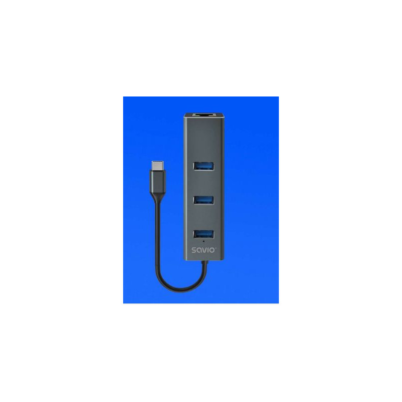 hub usb savio ak-57 hub 3 porte usb-c 3.1 gen1 grigio [nusaous3psak057]