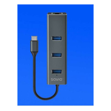 hub usb savio ak-57 hub 3 porte usb-c 3.1 gen1 grigio [nusaous3psak057]