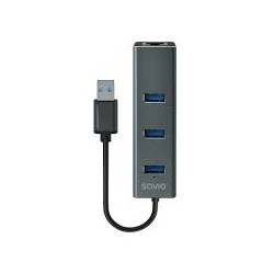 hub usb savioak-58 hub usb-a 3.1 gen1 3 porte grigio [nusaous3psak058]