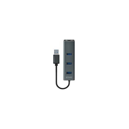 hub usb savioak-58 hub usb-a 3.1 gen1 3 porte grigio [nusaous3psak058]