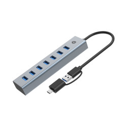 hub usb3.0 conceptronic hubbies21g 7 porte 5gbps 7xusb tipo a grigio