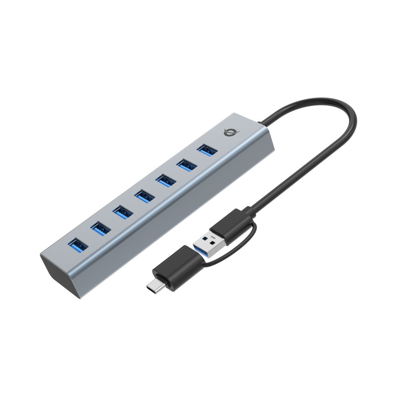 hub usb3.0 conceptronic hubbies21g 7 porte 5gbps 7xusb tipo a grigio